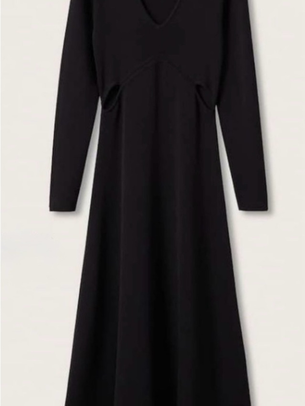 Black Long Sleeve V-Neck Maxi Dress with Waist cutouts